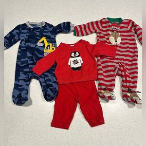 COPY - New Born Christmas Lot of Clothes! Penguin Sweater, Pants & PJ’s. Reinde…